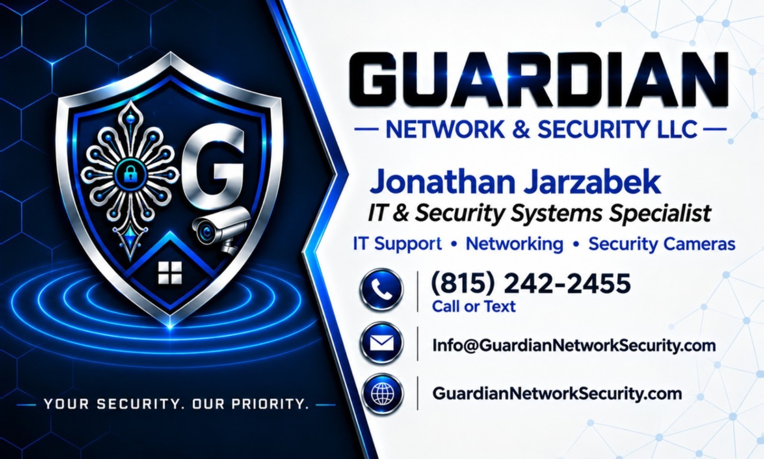 Guardian Network and Security company branding and contact details